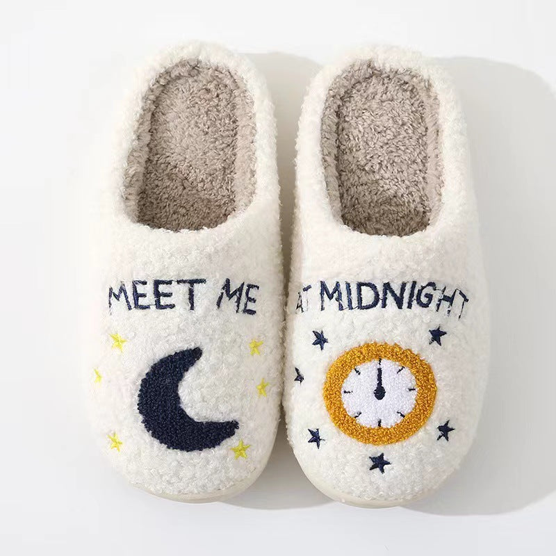 Wholesale Winter Cotton Slippers Home Moon Clock Warm Indoor Cotton Slippers